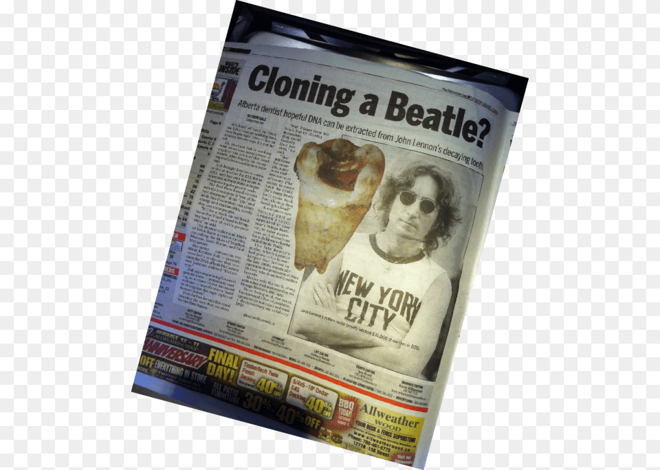 Cloning Lennon John Lennon New York City, Newspaper, Text, Person, Accessories Free Png