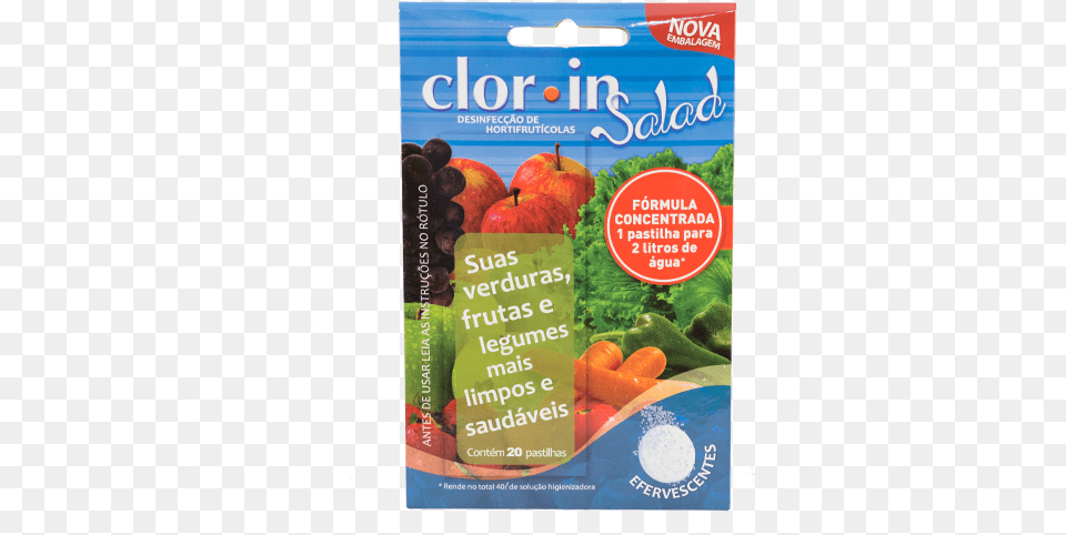 Clor In Salad Higienizador De Hipoclorito De Sodio Pastilha, Advertisement, Poster, Beverage, Juice Png Image