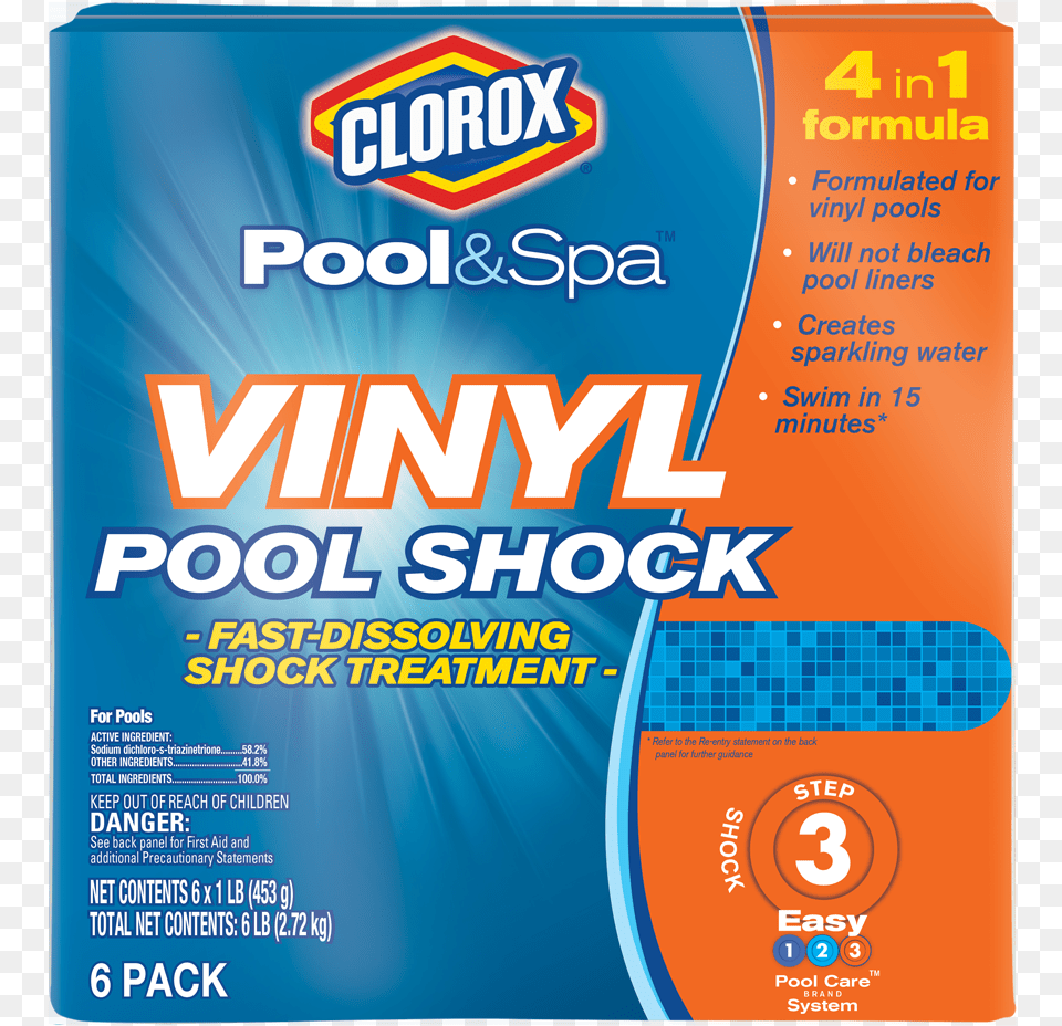 Clorox Poolampspa Vinyl Pool Shock Pool Shock Plus Improve Filter Performance Creates, Advertisement, Poster, Bottle, Cosmetics Free Png Download