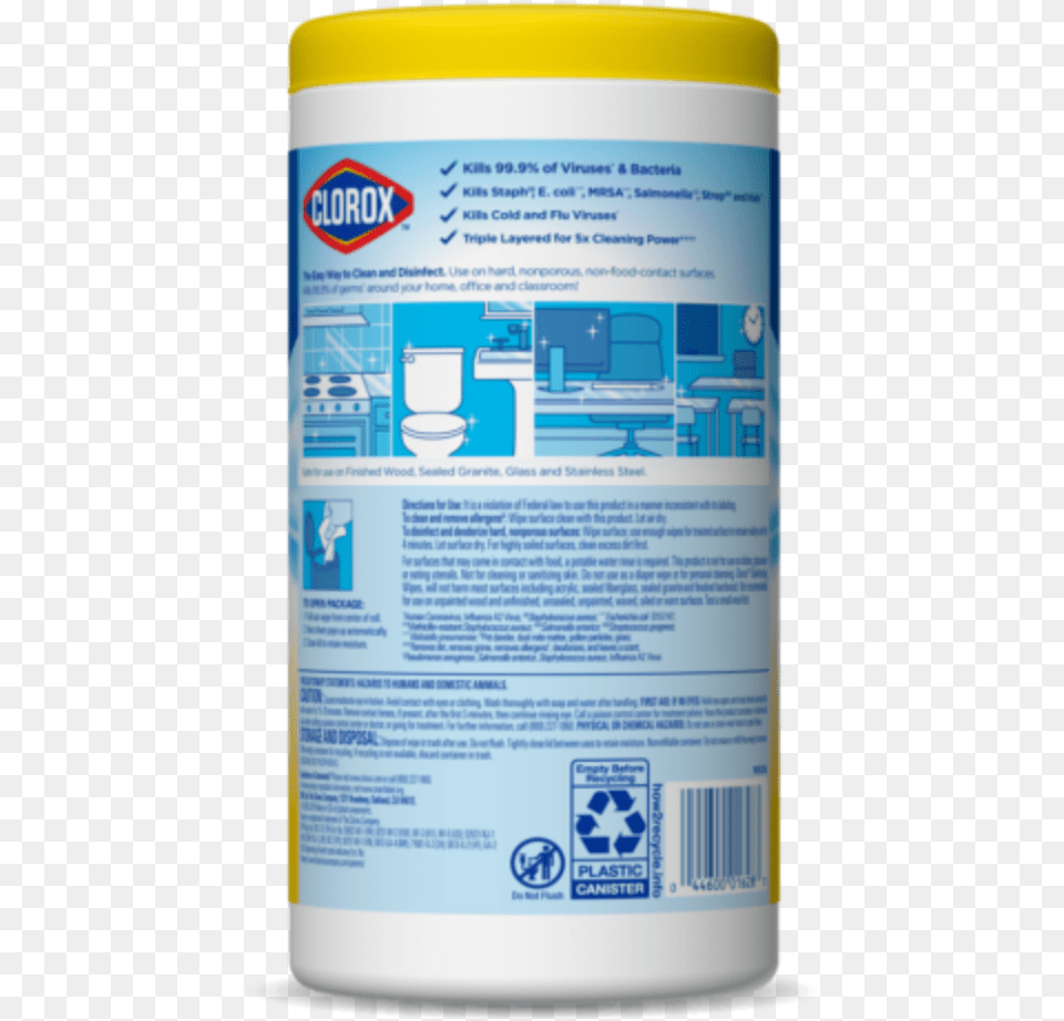 Clorox Wipes Ingredients Label, Can, Tin Png Image