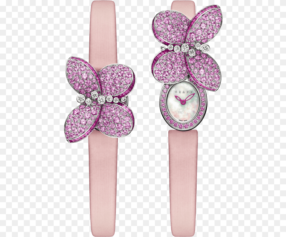 Close And Open View Of A Graff Ladies39 Princess Butterfly Cattleya, Accessories, Wristwatch, Arm, Body Part Free Transparent Png