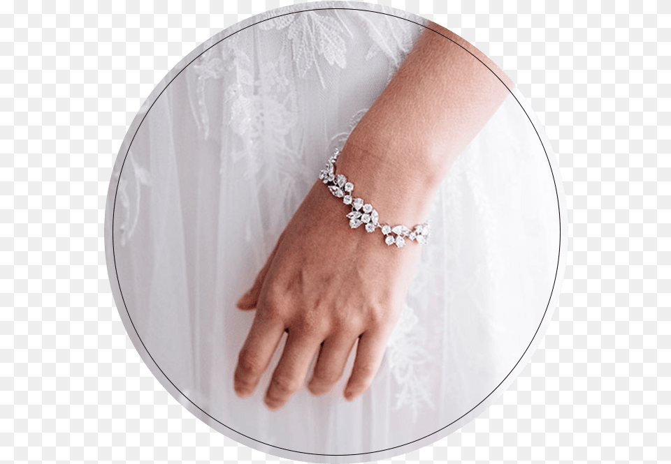 Close Up Of Bride Wearing Rhinestone Floral Design Engagement Ring, Accessories, Bracelet, Jewelry, Cuff Free Png Download