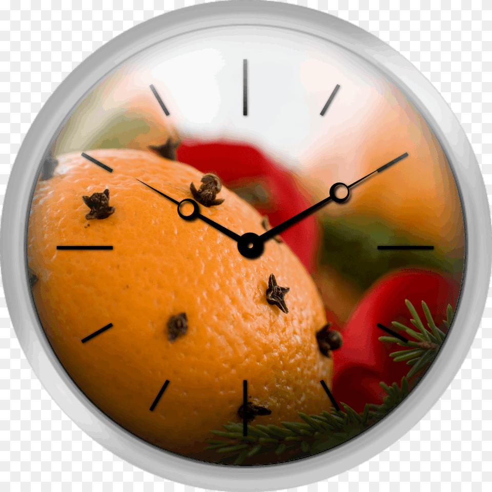 Close Up Of Orange Studded With Cloves Wall Clock, Citrus Fruit, Food, Fruit, Plant Free Png Download