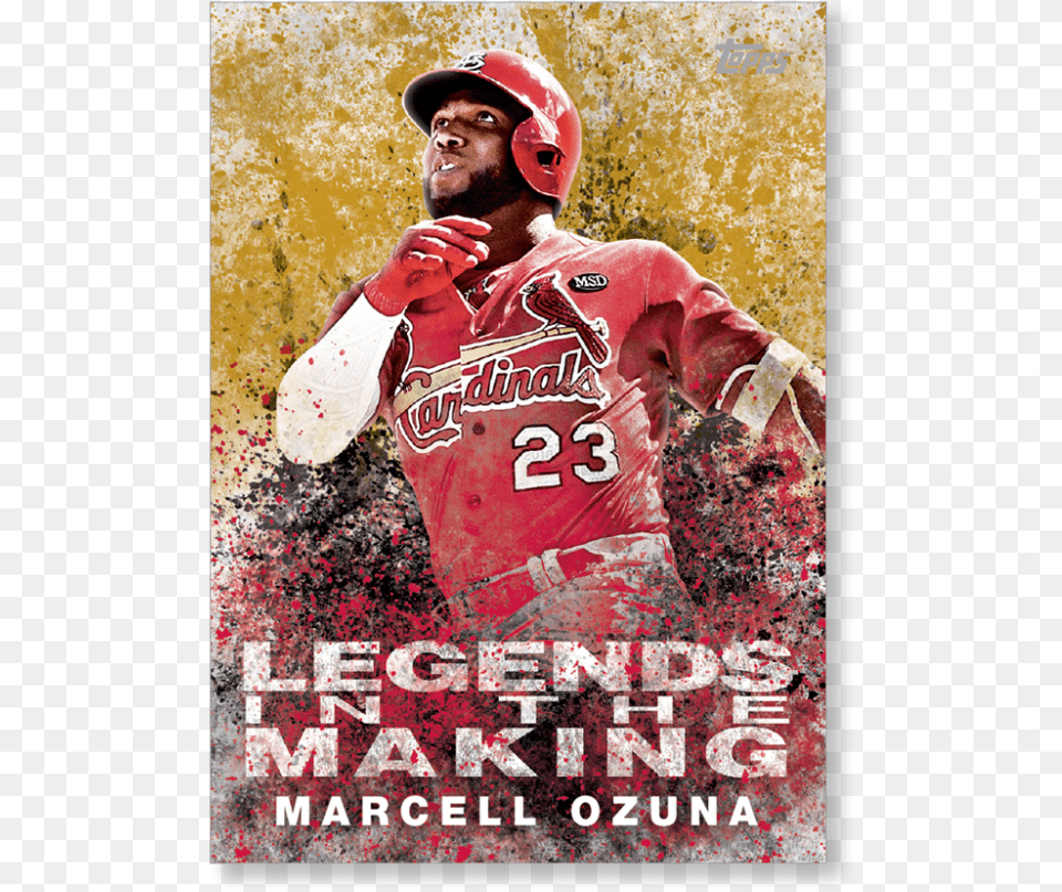 Close Zoom 2018 Topps Legends In The Making Ozuna, Poster, Advertisement, Person, People Png Image