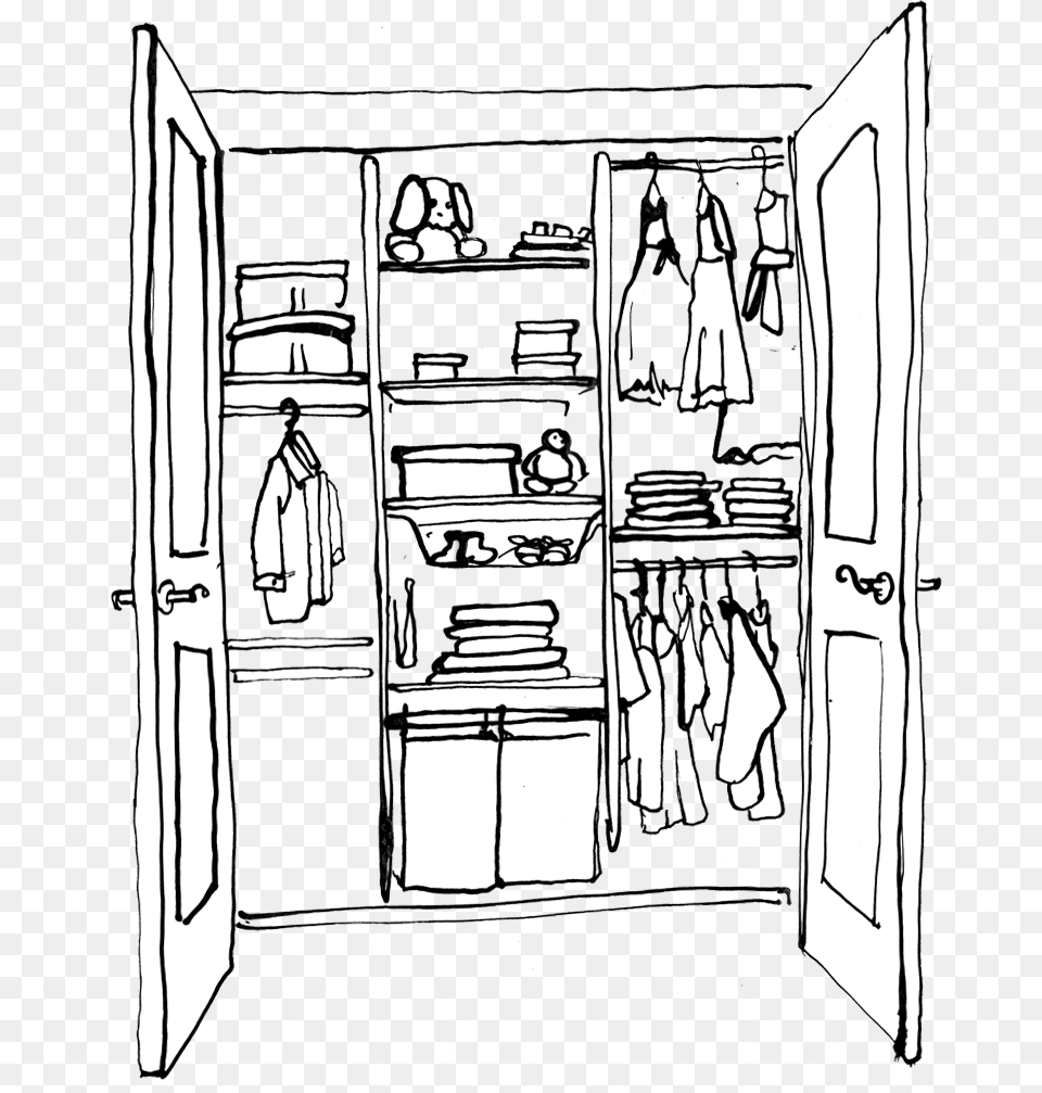 Clothes Closet Clipart Clothes Closet Clipart Black And White, Cupboard, Furniture, Indoors, Walk-in Closet Free Transparent Png