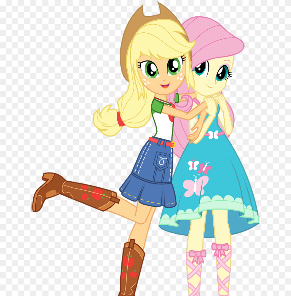 Clothes Equestria Girls My Little Pony Applejack And Fluttershy, Book, Publication, Comics, Person Free Png Download