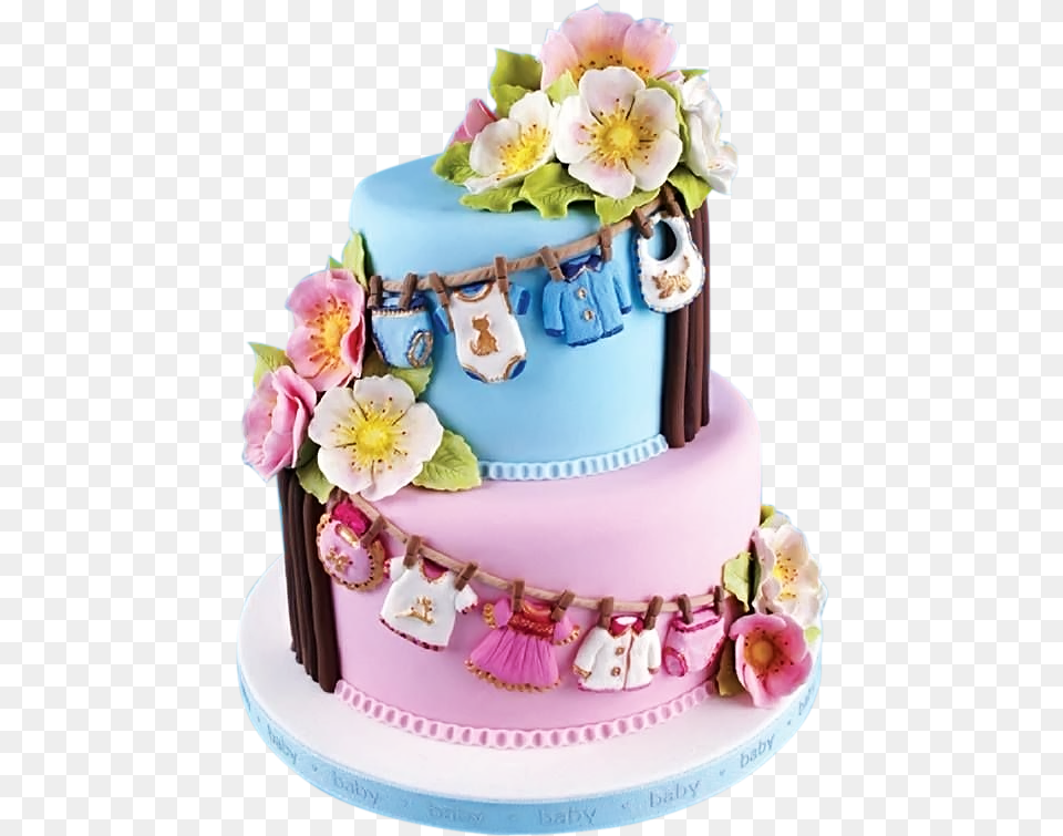 Clothes Line Cake For Girl Or Boy Hanging Baby Clothes Baby Shower Cakes, Birthday Cake, Cream, Dessert, Food Free Transparent Png