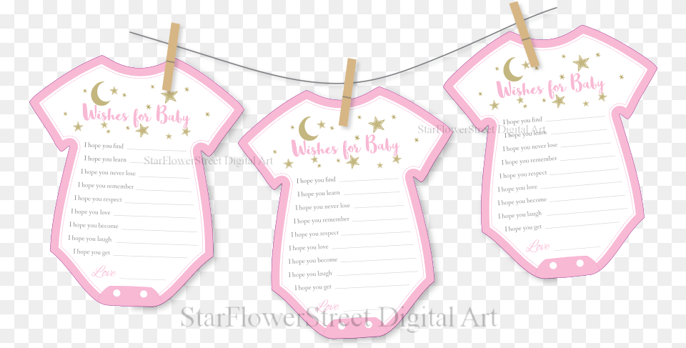 Clothesline Baby Shower Twinkle Star Moon Pink Gold Baby Shower, Clothing, T-shirt, Text Free Png