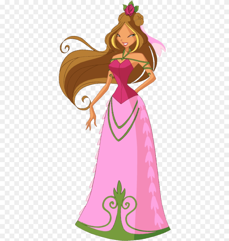 Clothing Clipart Fancy Clothes Winx Club Flora Dress, Adult, Wedding, Person, Female Free Transparent Png