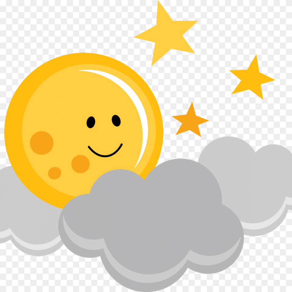 Cloud And Moon Cartoon Cute Moon Clipart, Star Symbol, Symbol, Nature, Night Free Png