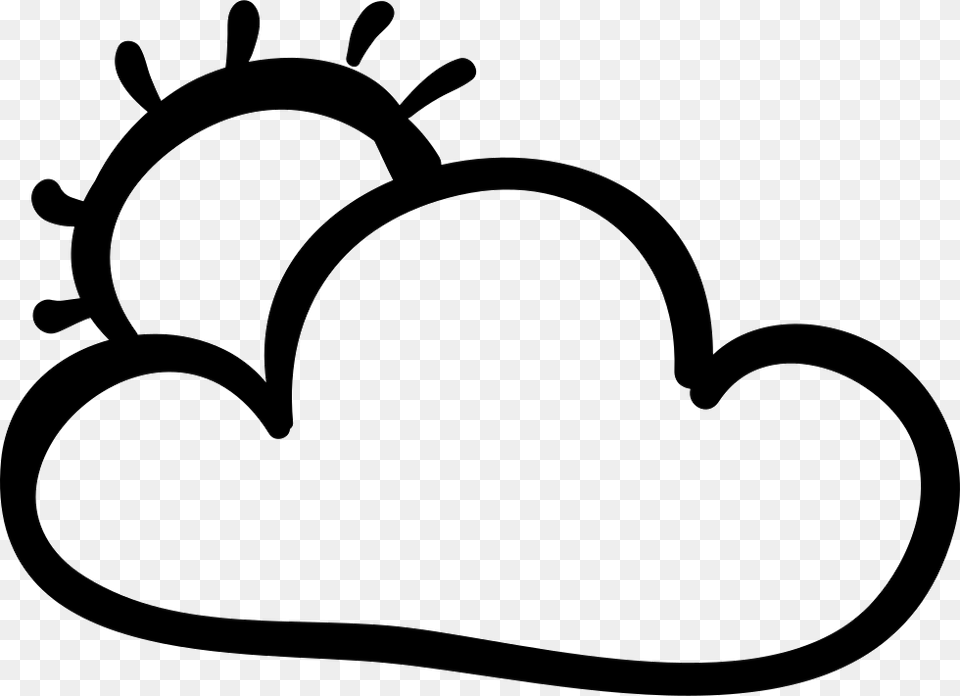 Cloud And Sun Hand Drawn Outlines Clouds And Sun Outline, Clothing, Hat, Stencil, Ammunition Free Png Download