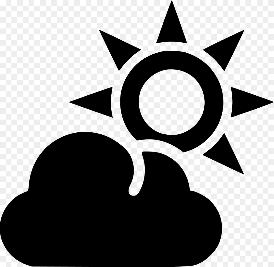 Cloud And Sun Outline Black Sun Transparent, Stencil, Silhouette Free Png