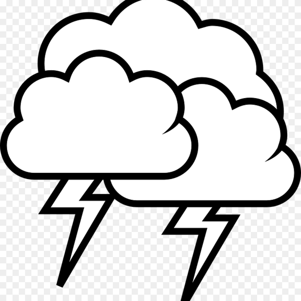 Cloud Clipart Black And White Thunderstorm Cloud Rain, Stencil, Body Part, Hand, Person Png Image