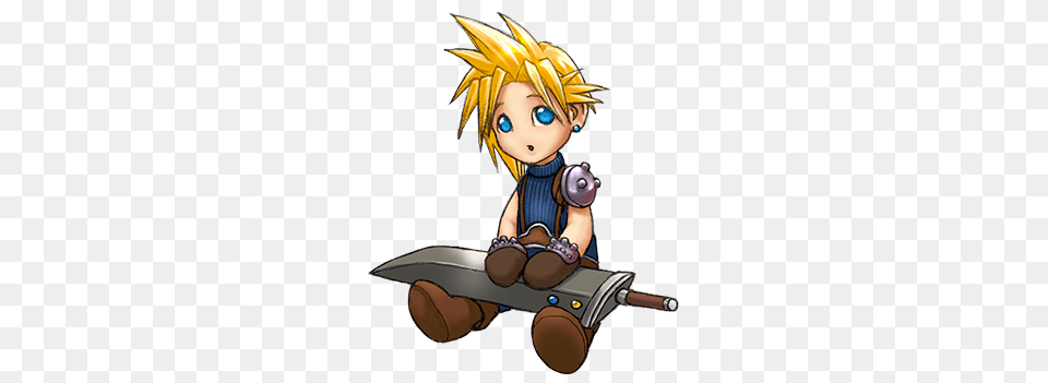 Cloud Cloud Strife Chibi Gif, Book, Comics, Publication, Baby Free Png Download