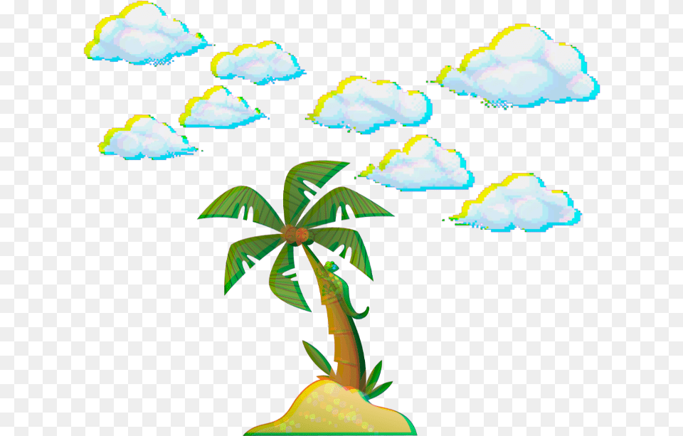 Cloud Clouds Beach Sea Chameleon Coconut Coconuttree, Nature, Outdoors, Sky, Plant Free Png Download