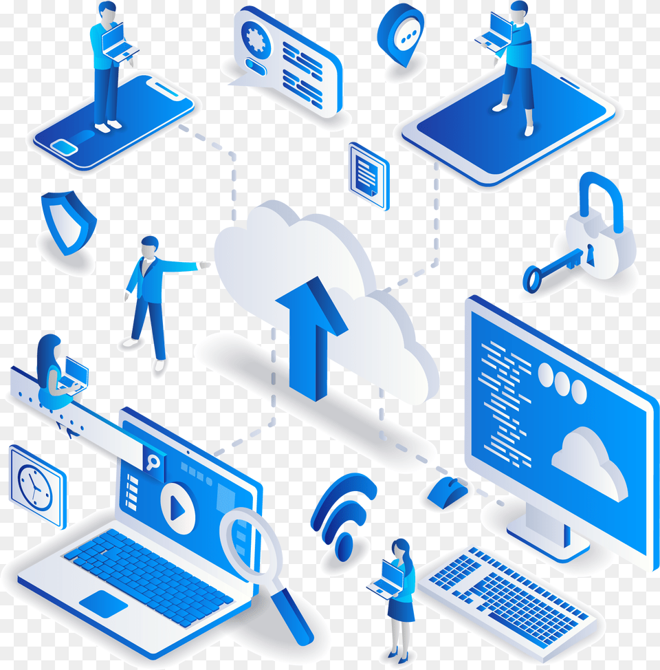 Cloud Computing Isometric, Network, Adult, Male, Man Free Png Download