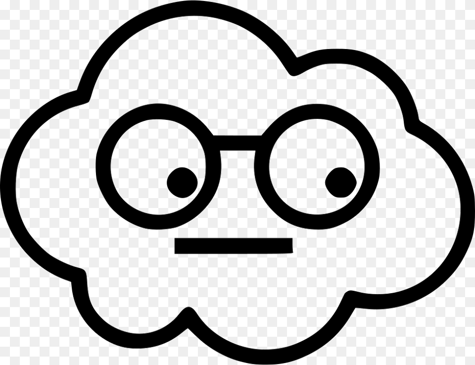 Cloud Dork Glasses Comments Cloud With Face, Stencil Png