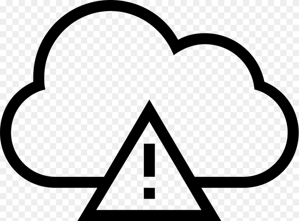Cloud Error Outlined Interface Symbol Comments White Triangle Warning, Stencil Free Png