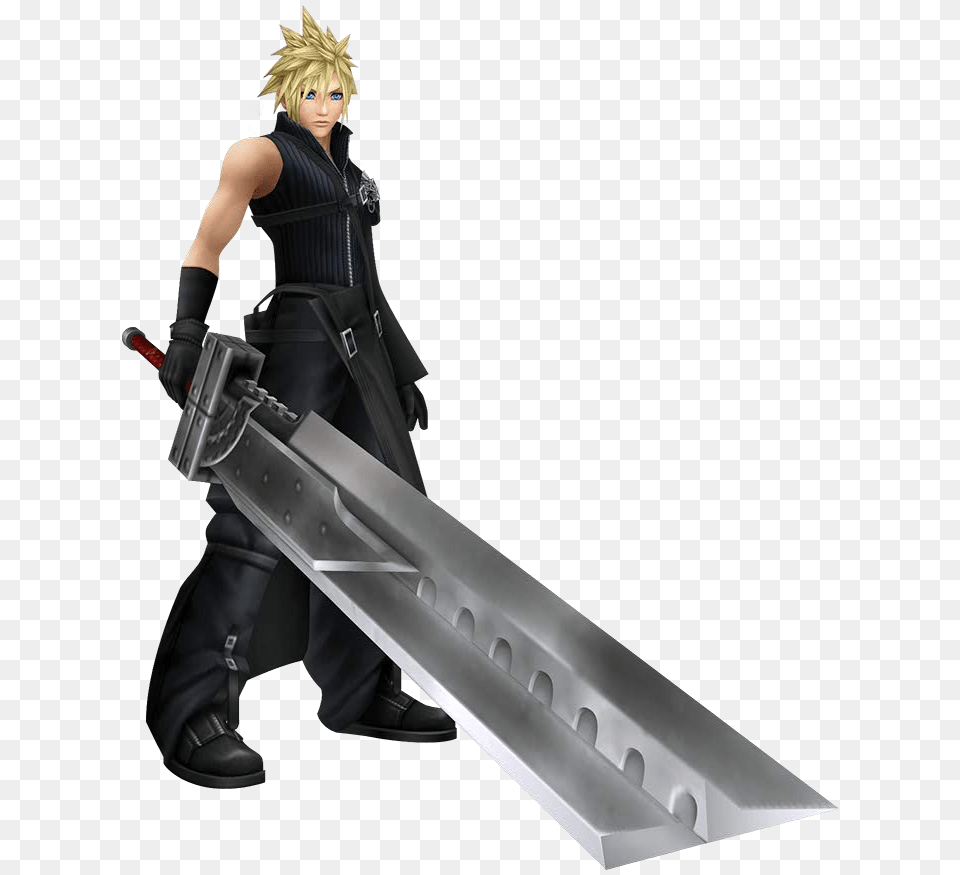 Cloud Final Fantasy Image With Cloud Strife, Weapon, Sword, Adult, Person Free Png Download