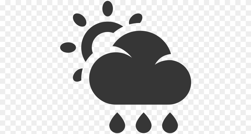 Cloud Forecast Grey Rain Sun Weather Icon, Stencil Png