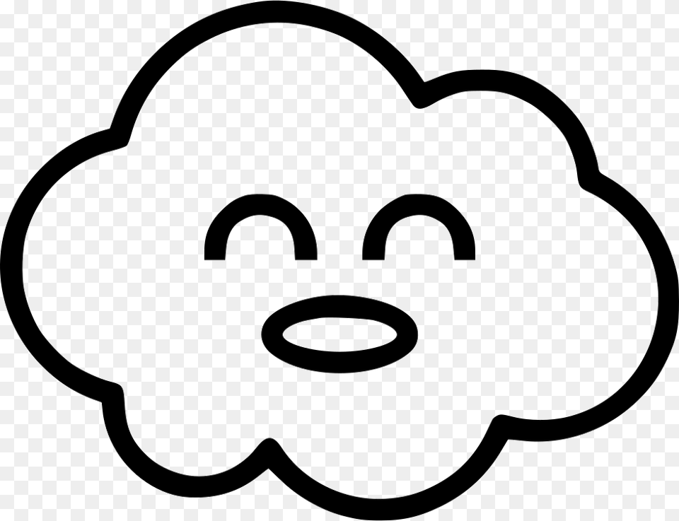 Cloud Happy Kid Cloud With Face, Stencil, Smoke Pipe Free Png