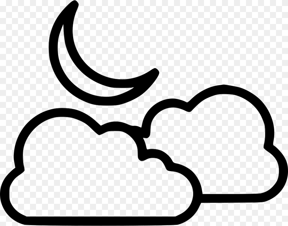 Cloud Moon Half Moon Comments Cloud Moon Black And White Clipart, Stencil, Smoke Pipe Free Png