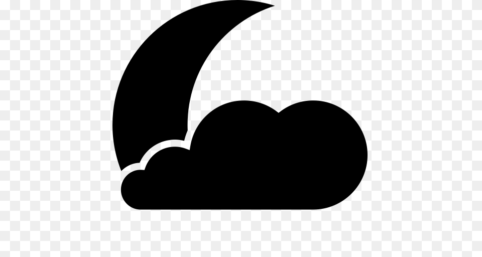 Cloud Moon Night Icon, Gray Free Png