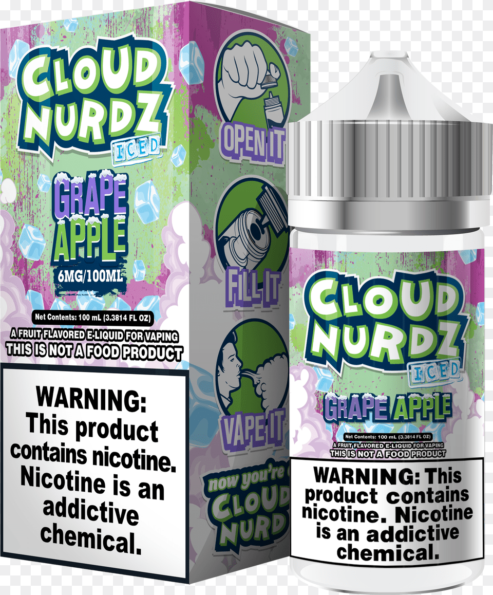 Cloud Nurdz Grape Strawberry Iced, Advertisement, Bottle, Shaker Free Transparent Png