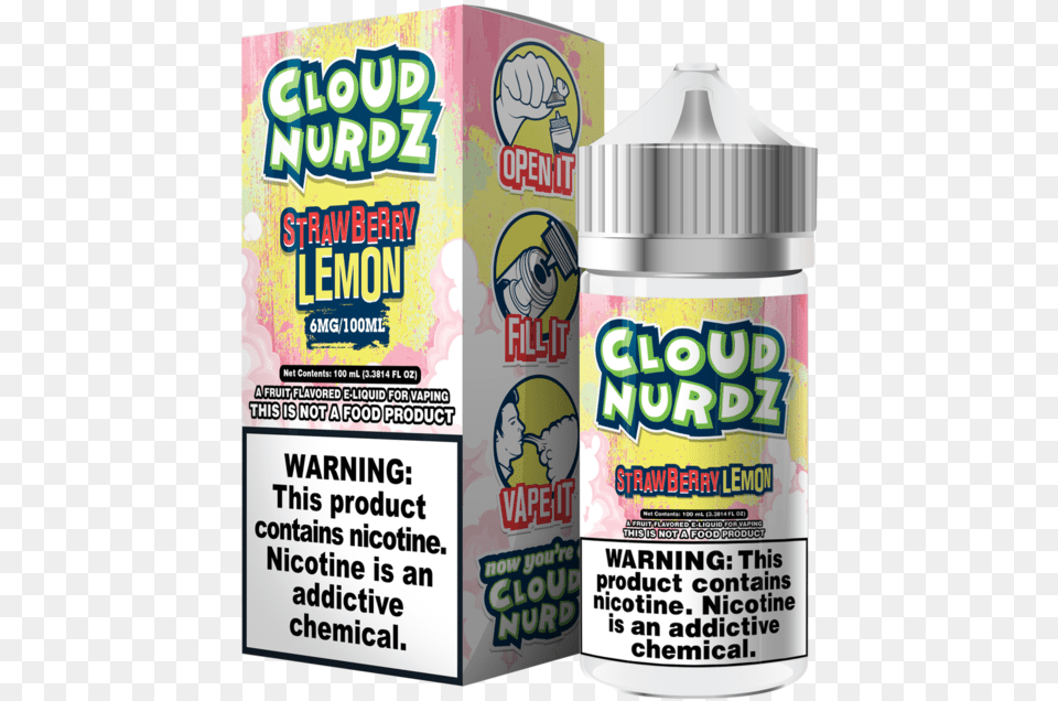 Cloud Nurdz Strawberry Lemon Iced, Can, Tin, Advertisement, Bottle Png Image
