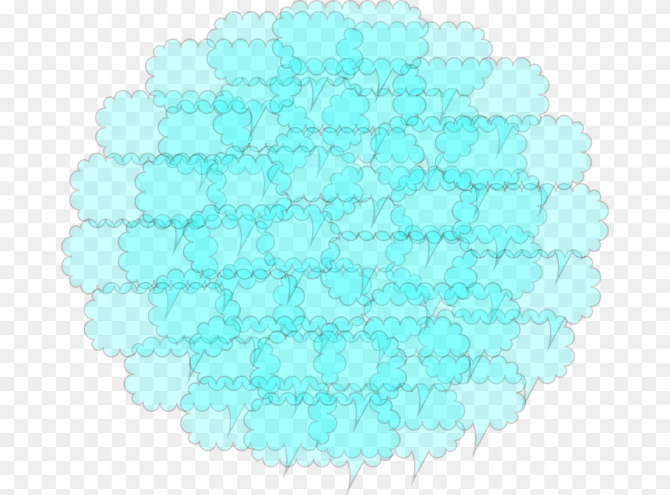 Cloud Of Speech Bubbles Motif, Turquoise, Pattern, Face, Head Png