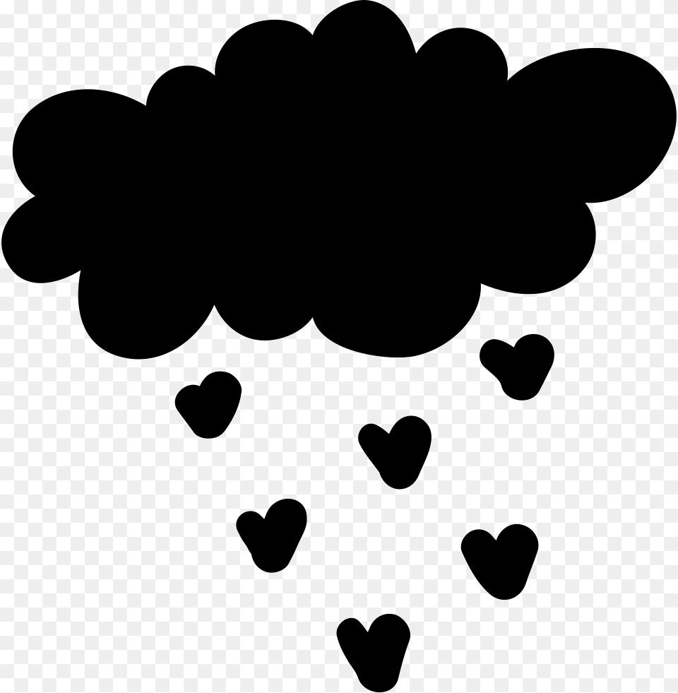 Cloud Raining Heart Shapes Shapes In Cloud, Silhouette, Stencil, Person Free Png
