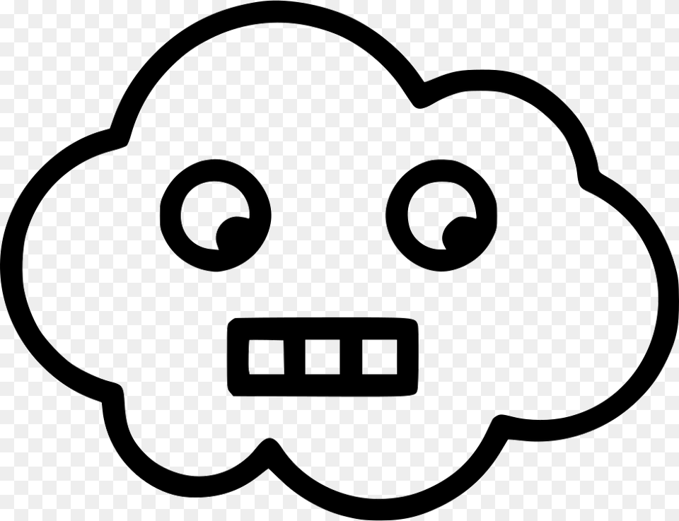 Cloud Scared Shocked Cloud With Face, Stencil, Smoke Pipe Free Png Download