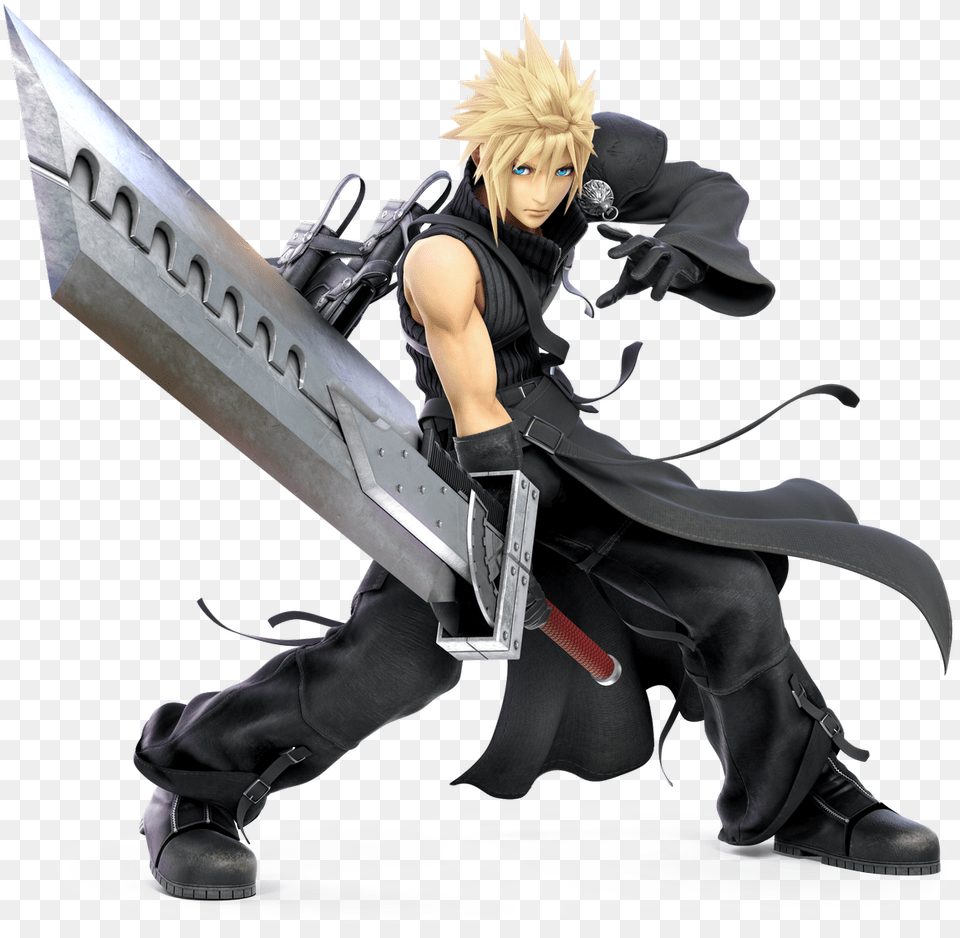 Cloud Smash Bros Ultimate, Person, Face, Head, Sword Free Png