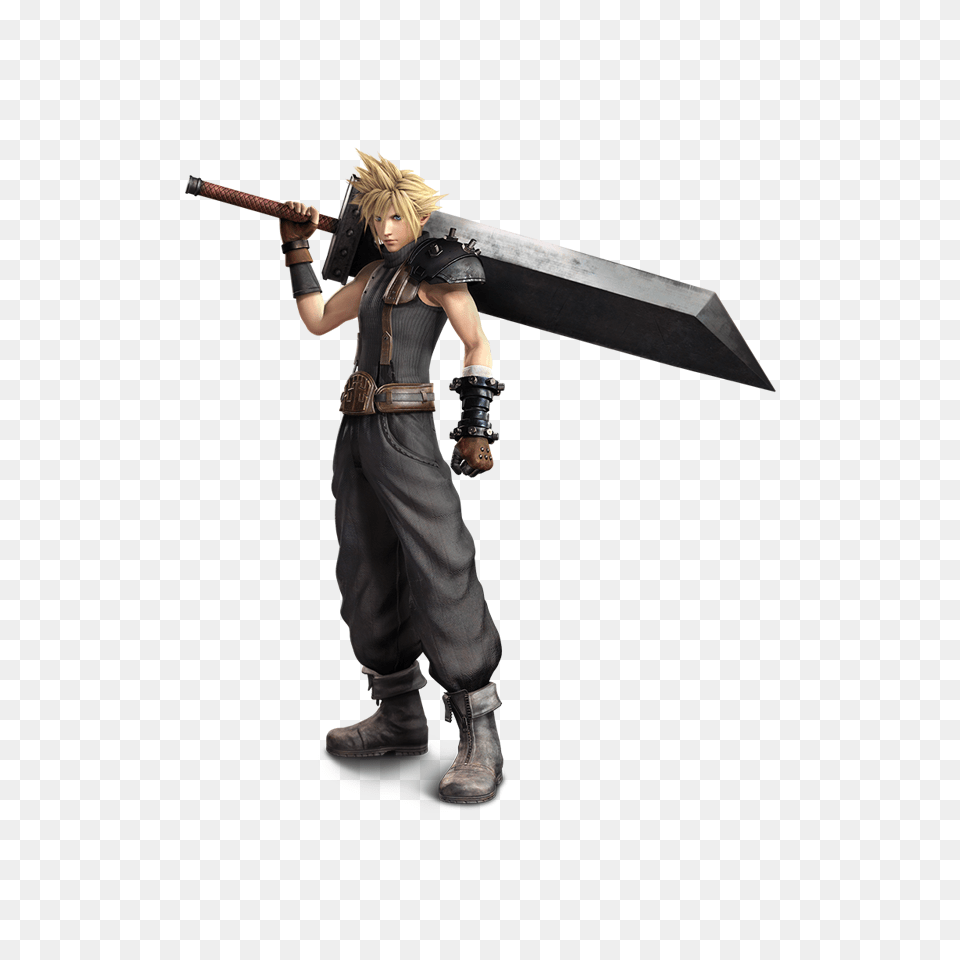 Cloud Strife, Weapon, Sword, Adult, Person Png
