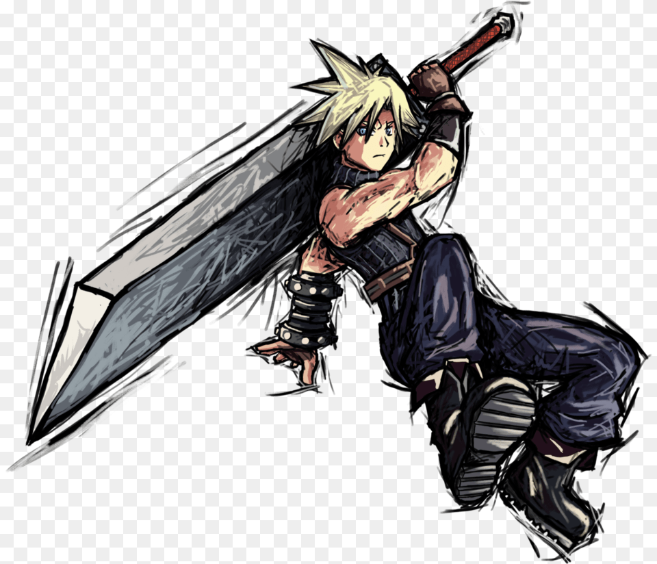 Cloud Strife Cloud Smash 4 Art, Publication, Book, Comics, Person Png Image