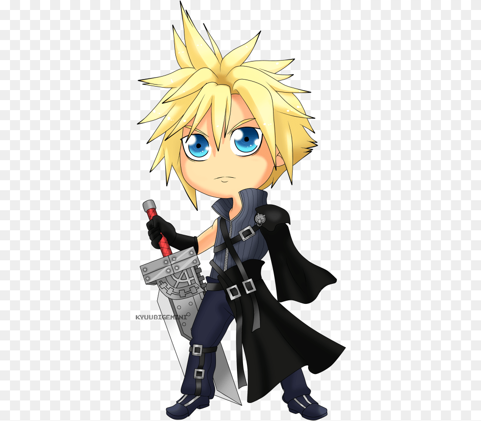 Cloud Strife Hair Vector Library Cloud Final Fantasy Chibi, Book, Comics, Publication, Baby Free Transparent Png