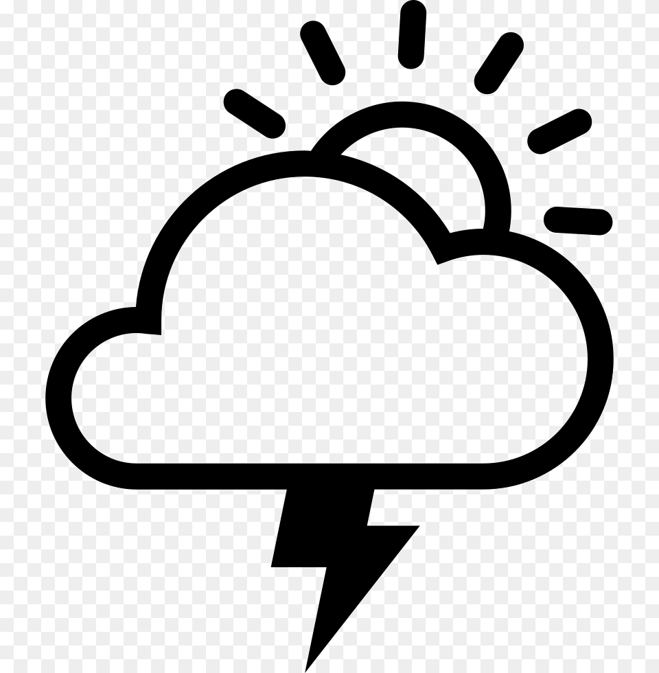 Cloud Sun Lightning Icon Free Download, Stencil, Tool, Plant, Lawn Mower Png Image