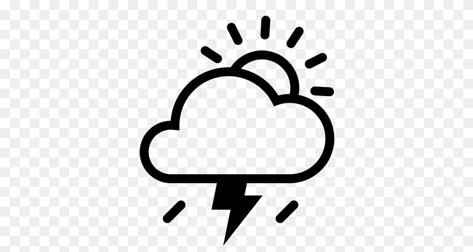 Cloud Sun Rain Lightning Cloud Lightning Power Bolt Icon, Gray Free Transparent Png