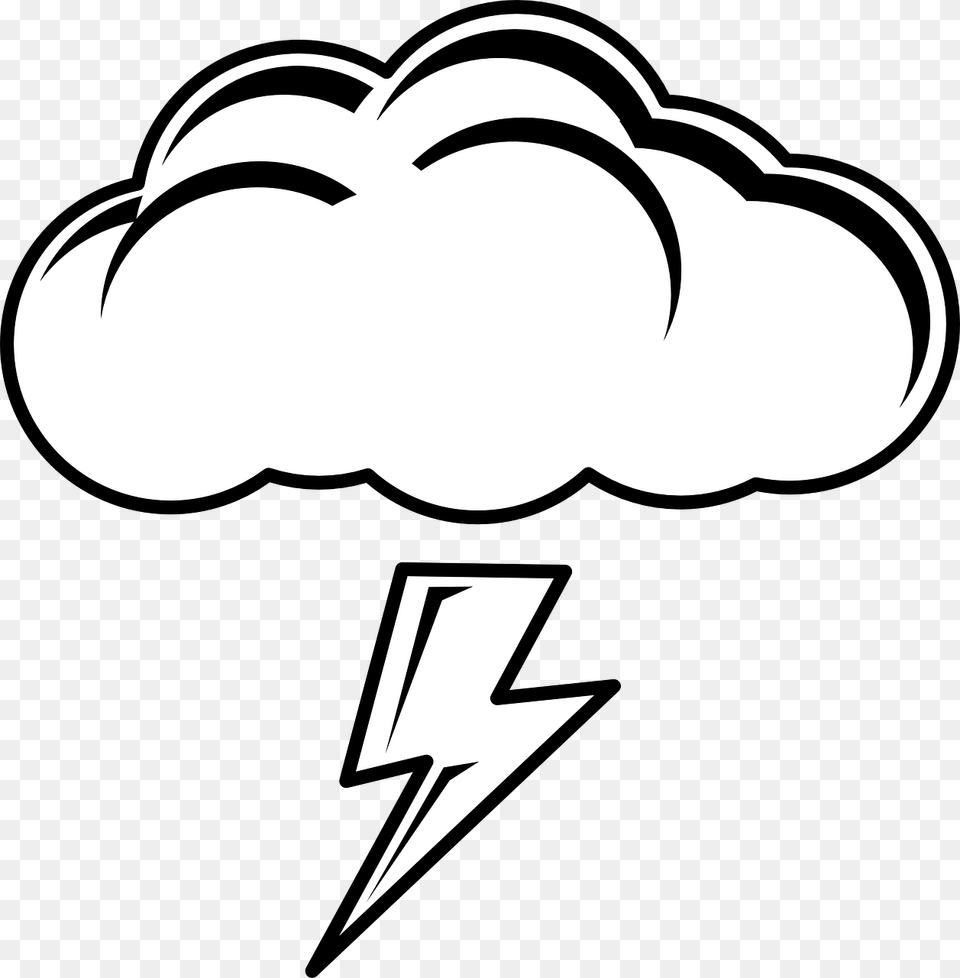 Cloud Thundercloud Storm Lightning Clipart Black And White, Stencil, Body Part, Hand, Person Free Png