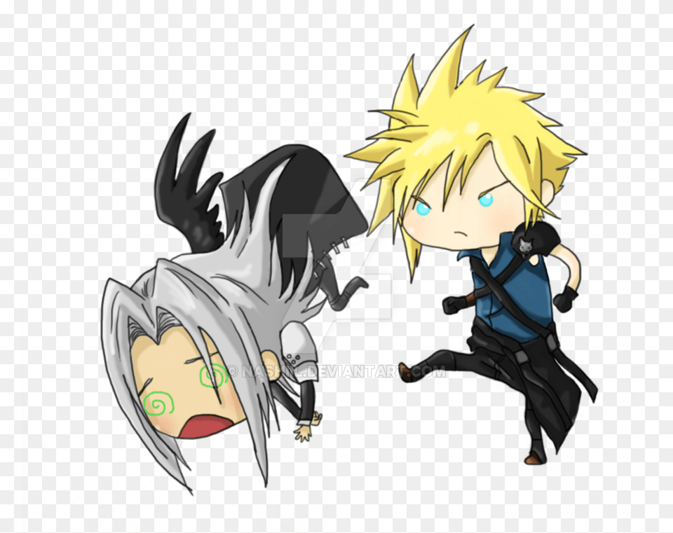 Cloud Vs Sephiroth By Nashiil Cloud Vs Sephiroth Chibi, Publication, Book, Comics, Baby Free Png Download