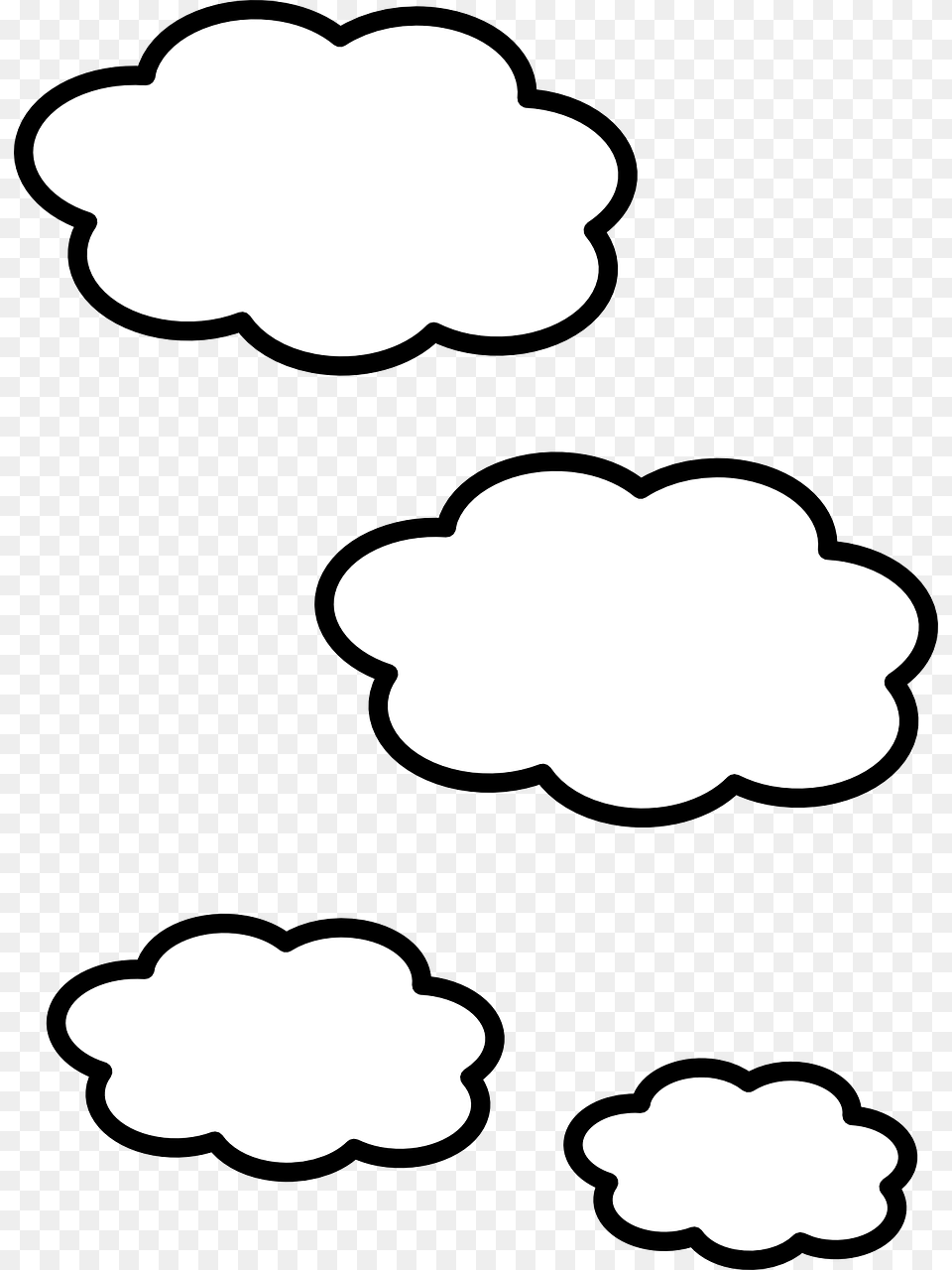 Cloud White Shapes Picture Clip Art Clouds Black And White, Flower, Plant Free Png Download