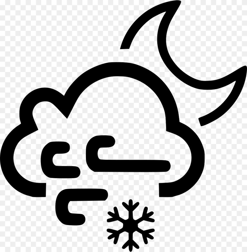 Cloud Wind Windy Moon Night Snow Snowing Comments Wind And Snow Icon, Stencil, Logo, Ammunition, Grenade Free Png Download