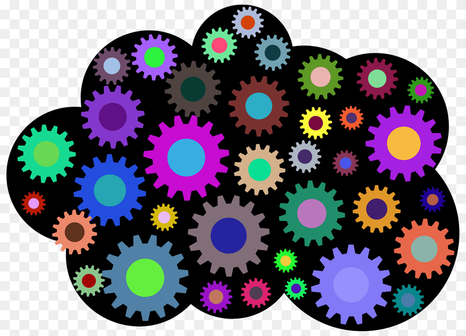 Cloud With Coloured Gears, Machine, Gear, Device, Grass Free Png Download