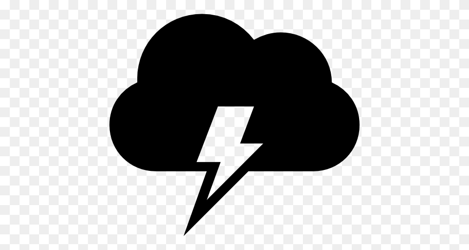 Cloud With Electrical Lightning Bolt Weather Storm Symbol, Gray Png Image