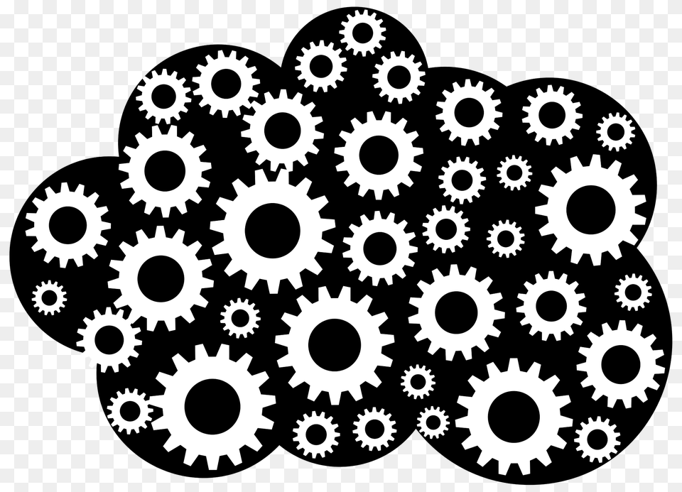 Cloud With Gears Black And White, Machine, Gear, Device, Grass Free Transparent Png