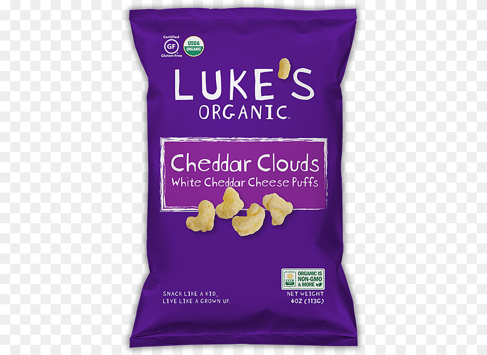 Clouds Cheddar Clouds Cheese Puffs Purple Bag, Food, Nut, Plant, Produce Png Image