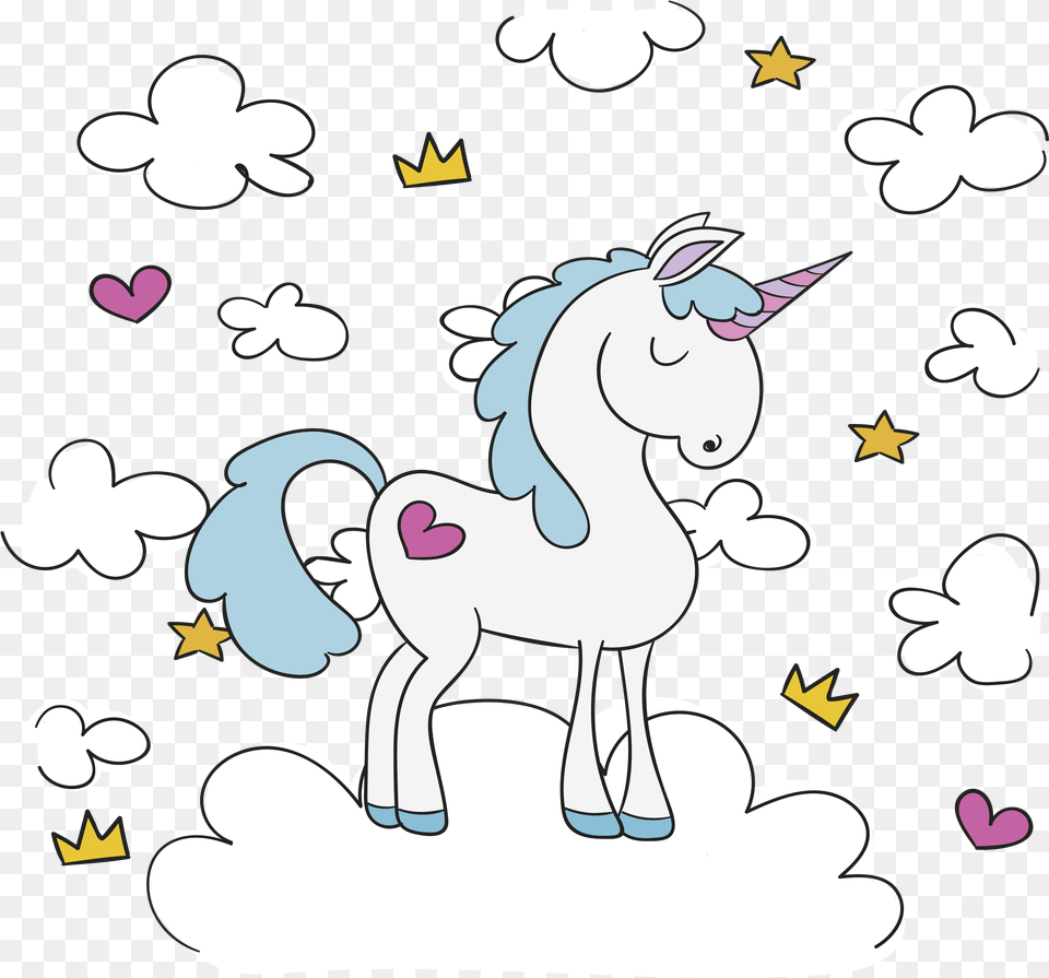 Clouds Clipart Unicorn Transparent Free For Mythical Creature, Cartoon, Animal, Bear, Mammal Png Image