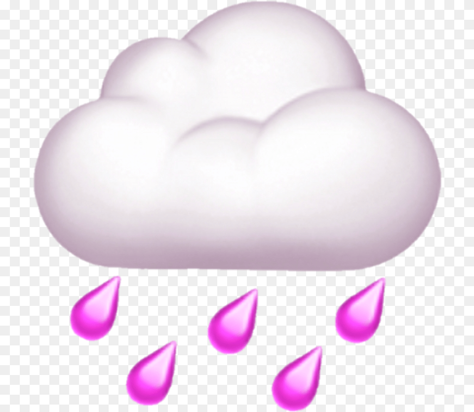 Clouds Cloud Rain Raining Pink Overlay Apple Cloud Rain Emoji, Flower, Petal, Plant, Purple Png Image