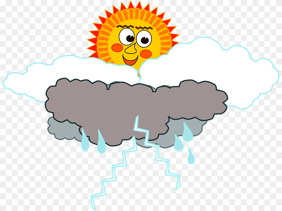 Clouds Face Rain Sol Nuvem Chuva Raio Tempo Sun Sol Com Nuvem De Chuva, Body Part, Hand, Person, Animal Free Transparent Png