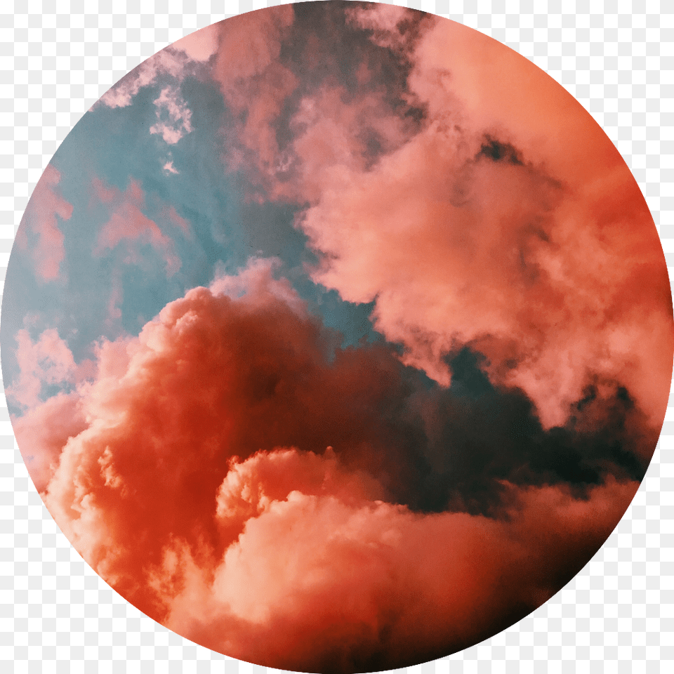 Clouds Red Orange Sky Circle Background Blue Orange Smoke Background, Cloud, Sphere, Nature, Photography Free Png Download